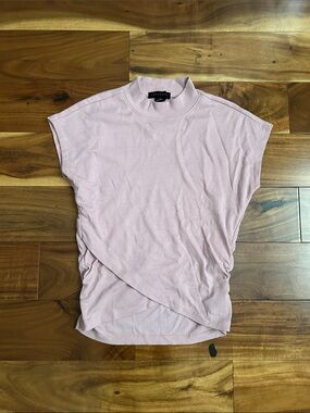 Mock Neck Wrap-Front Tank Top in Light Pink